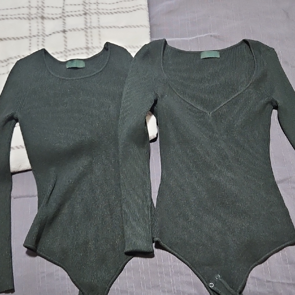 nuuds Ribbed Long Sleeve Bodysuit - Charcoal